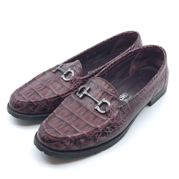 FERRAGAMO PURPLE BLACK CROC LEATHER LOAFER - Picture 3 of 8